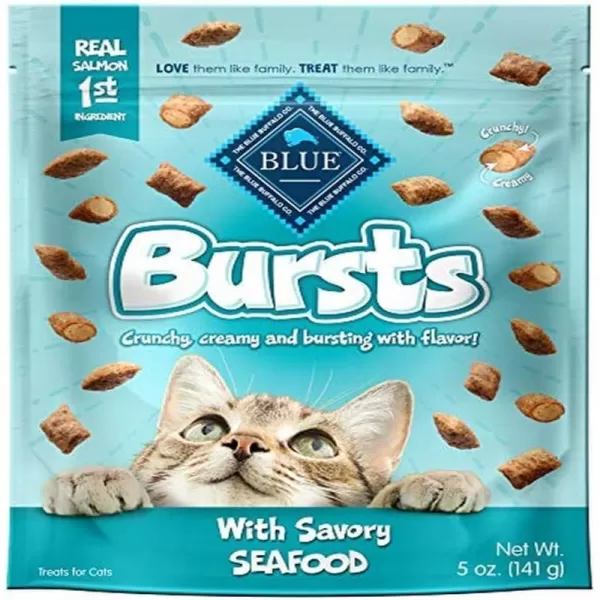 imageBlue Buffalo Bursts Crunchy Cat Treats Variety Pack Chicken Chicken Liver and Beef and Seafood 5oz Bags 3 countSeafood 5 Ounce Pack of 1