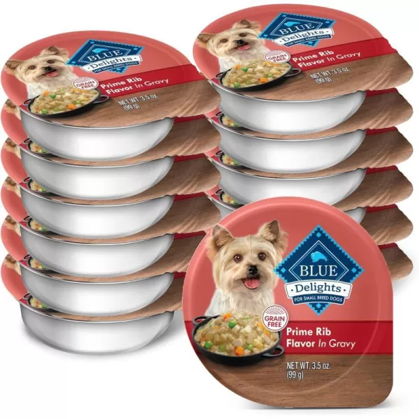 imageBlue Buffalo Delights Natural Adult Small Breed Wet Dog Food Cup Roasted Chicken Flavor in Hearty Gravy 35oz Pack of 12Prime Rib 35 Ounce Pack of 12