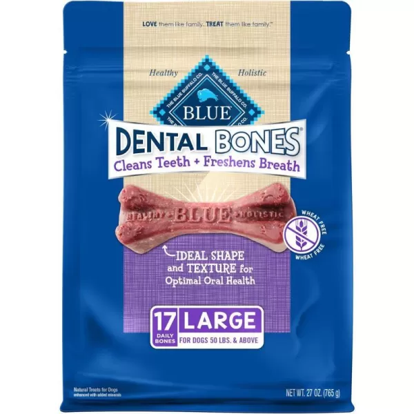 imageBlue Buffalo Dental Bones Small Natural Dental Chew Dog Treats 1525 lbs 36oz BagLarge Bones 27 Ounce Pack of 1
