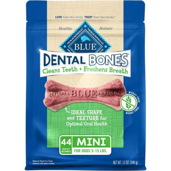imageBlue Buffalo Dental Bones Small Natural Dental Chew Dog Treats 1525 lbs 36oz BagMini Bones 12 Ounce Pack of 1