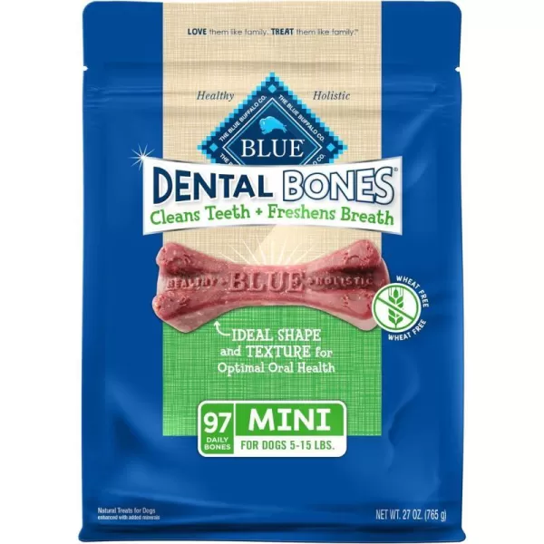 imageBlue Buffalo Dental Bones Small Natural Dental Chew Dog Treats 1525 lbs 36oz BagMini Bones 27 Ounce Pack of 1