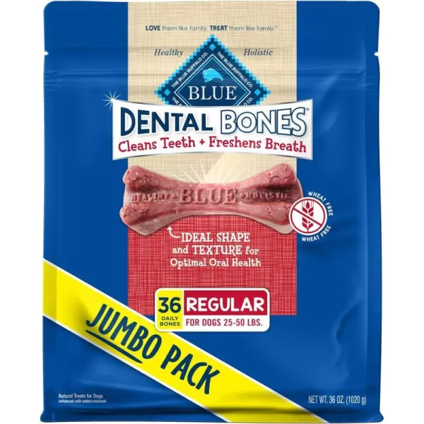 imageBlue Buffalo Dental Bones Small Natural Dental Chew Dog Treats 1525 lbs 36oz BagRegular Bones 36 Ounce Pack of 1