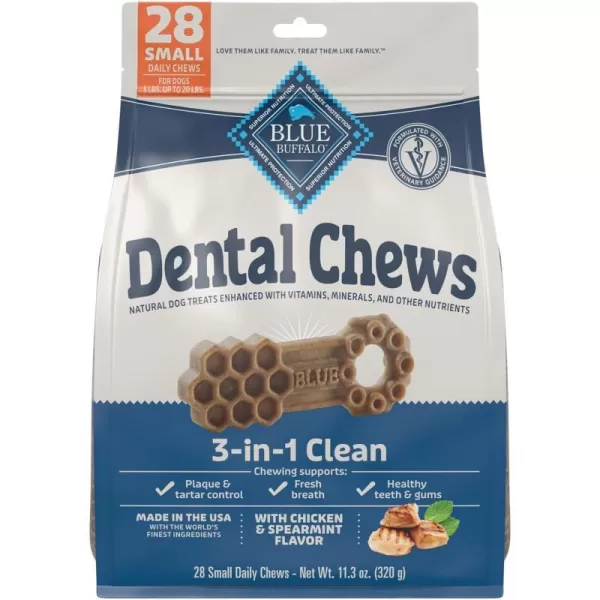 imageBlue Buffalo Dental Chews Small Natural Dog Treats Chicken amp Spearmint 226oz Bag 56 Count1130 Ounce Pack of 1