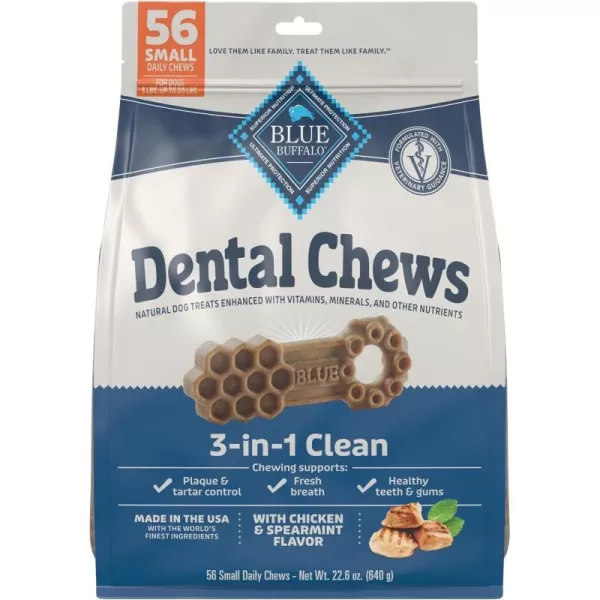 imageBlue Buffalo Dental Chews Small Natural Dog Treats Chicken amp Spearmint 226oz Bag 56 Count226 Ounces Pack of 1