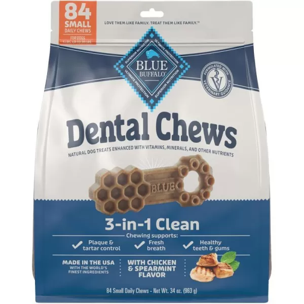 imageBlue Buffalo Dental Chews Small Natural Dog Treats Chicken amp Spearmint 226oz Bag 56 Count34 Ounces Pack of 1