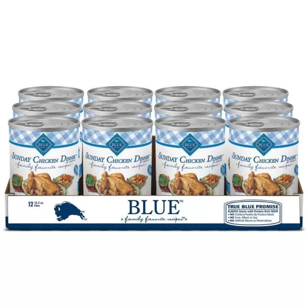 imageBlue Buffalo Family Favorites Natural Adult Wet Dog Food Shepherds Pie 125oz can Pack of 12Sunday Chicken 125 Ounce Pack of 12