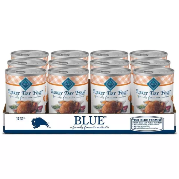 imageBlue Buffalo Family Favorites Natural Adult Wet Dog Food Shepherds Pie 125oz can Pack of 12Turkey Day Feast 125 Ounce Pack of 12