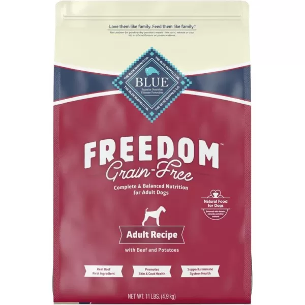imageBlue Buffalo Freedom Grain Free Natural Adult Dry Dog Food Beef 24lbBeef 11 Pound Pack of 1
