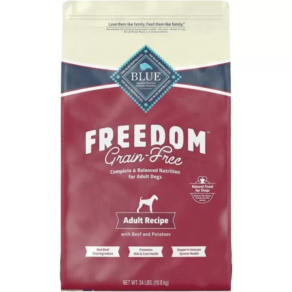 imageBlue Buffalo Freedom Grain Free Natural Adult Dry Dog Food Beef 24lbBeef 24 Pound Pack of 1