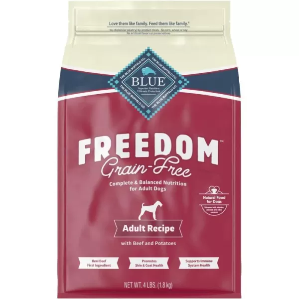 imageBlue Buffalo Freedom Grain Free Natural Adult Dry Dog Food Beef 24lbBeef 4 Pound Pack of 1