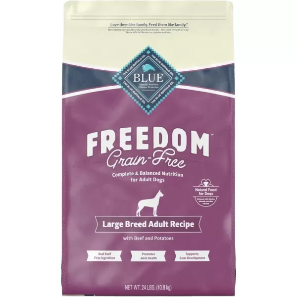 imageBlue Buffalo Freedom Grain Free Natural Adult Large Breed Dry Dog Food Chicken 24lbBeef 24 Pound Pack of 1