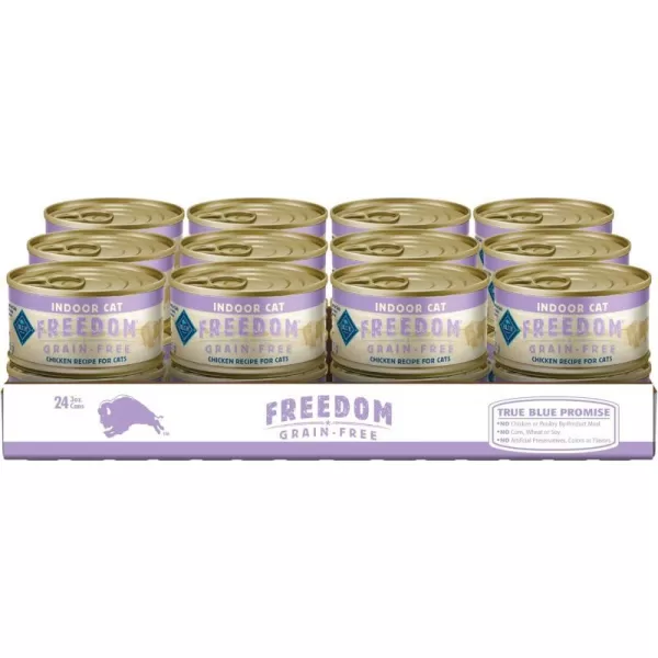 imageBlue Buffalo Freedom Grain Free Natural Adult Pate Wet Cat Food Indoor Fish 55oz cans Pack of 24Chicken 3 Ounce Pack of 24