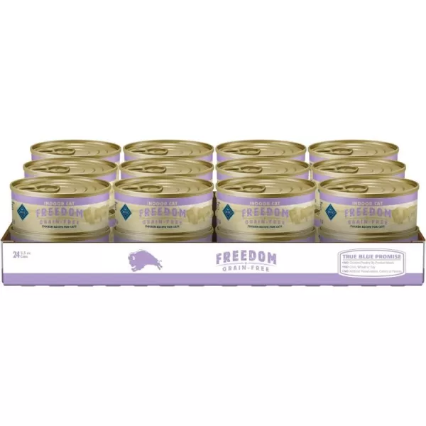 imageBlue Buffalo Freedom Grain Free Natural Adult Pate Wet Cat Food Indoor Fish 55oz cans Pack of 24Chicken 55 Ounce Pack of 24