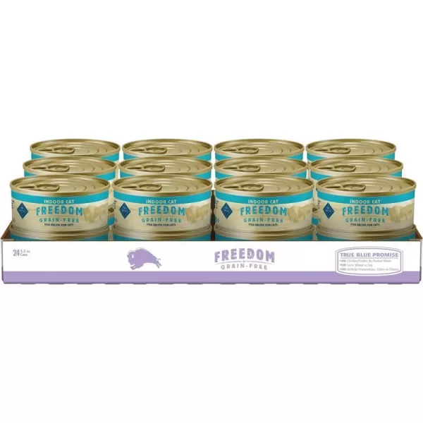 imageBlue Buffalo Freedom Grain Free Natural Adult Pate Wet Cat Food Indoor Fish 55oz cans Pack of 24Fish 55 Ounce Pack of 24