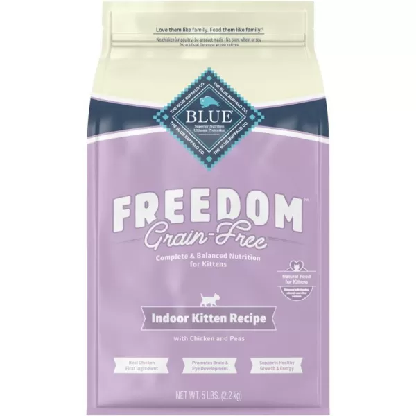 imageBlue Buffalo Freedom Grain Free Natural Indoor Kitten Dry Cat Food Chicken 5lbDry Cat Food 5 Pound Pack of 1