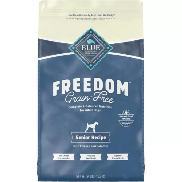 imageBlue Buffalo Freedom Grain Free Natural Senior Dry Dog Food Chicken 4lbDry Dog Food 24 Pound Pack of 1