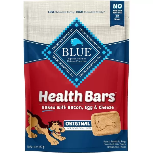 imageBlue Buffalo Health Bars Natural Crunchy Dog Treats Biscuits Bacon Egg amp Cheese 16oz BagBacon Egg amp Cheese 16 Ounce Pack of 1