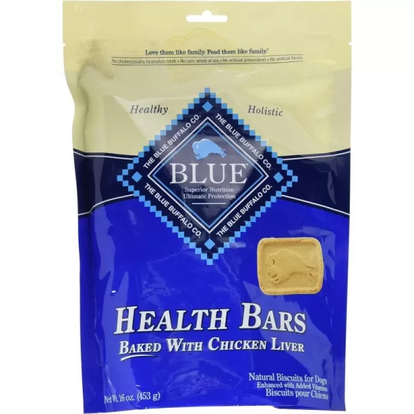 imageBlue Buffalo Health Bars Natural Crunchy Dog Treats Biscuits Bacon Egg amp Cheese 16oz BagChicken Liver 16 Ounce Pack of 1