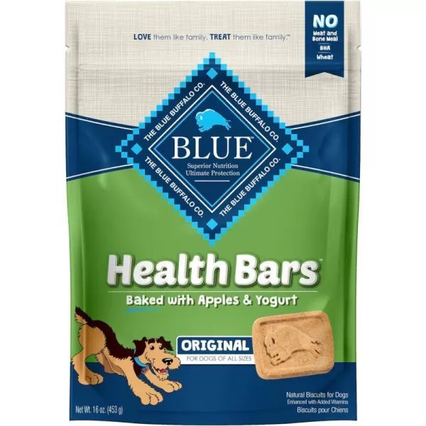 imageBlue Buffalo Health Bars Natural Crunchy Dog Treats Biscuits Pumpkin amp Cinnamon 16oz BagApple amp Yogurt 16 Ounce Pack of 1