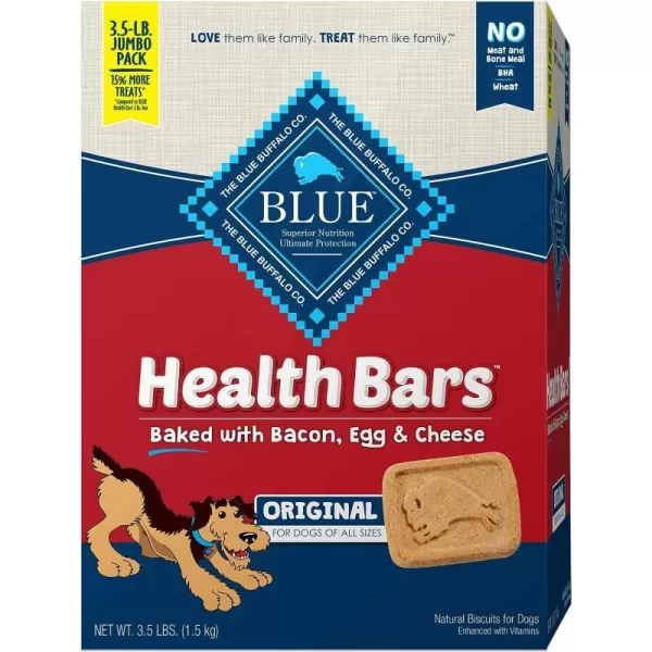 imageBlue Buffalo Health Bars Natural Crunchy Dog Treats Biscuits Pumpkin amp Cinnamon 16oz BagBacon Egg amp Cheese 56 Ounce Pack of 1