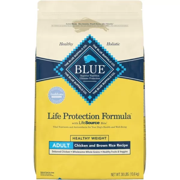 imageBlue Buffalo Life Protection Formula Natural Adult Healthy Weight Dry Dog Food Chicken and Brown Rice 30lbDog Food Only Healthy Weight Chicken amp Brown Rice 30 Pound Pack of 1