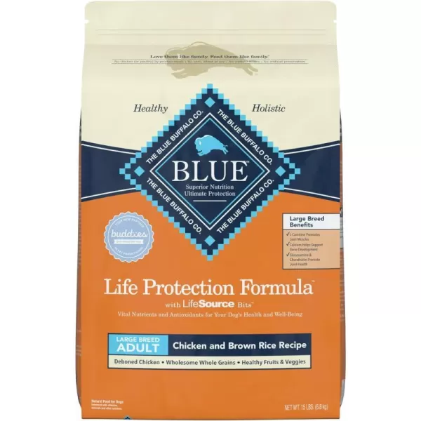 imageBlue Buffalo Life Protection Formula Natural Adult Large Breed Dry Dog Food Lamb and Brown Rice 34lbChicken amp Brown Rice 15 Pound Pack of 1
