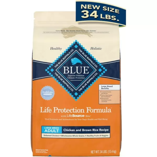 imageBlue Buffalo Life Protection Formula Natural Adult Large Breed Dry Dog Food Lamb and Brown Rice 34lbChicken amp Brown Rice 34 Pound Pack of 1
