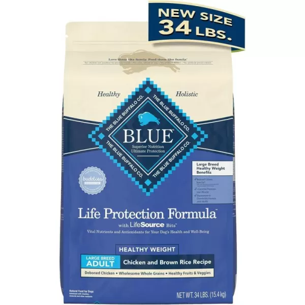 imageBlue Buffalo Life Protection Formula Natural Adult Large Breed Healthy Weight Dry Dog Food Chicken and Brown Rice 34lbBlue Buffalo Life Protection Formula Natural Adult Large Breed Healthy Weight Dry Dog Food Chicken and Brown Rice 34lb