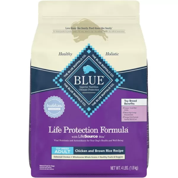 imageBlue Buffalo Life Protection Formula Natural Adult Toy Breed Dry Dog Food Chicken and Brown Rice 4lbDry Dog Food Chicken amp Brown Rice 4 Pound Pack of 1