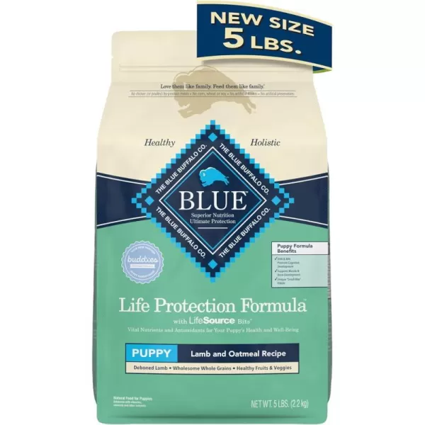 imageBlue Buffalo Life Protection Formula Natural Puppy Dry Dog Food Lamb and Oatmeal 5lb Trial Size BagDry Dog Food Lamb amp Oatmeal 5 Pound Pack of 1