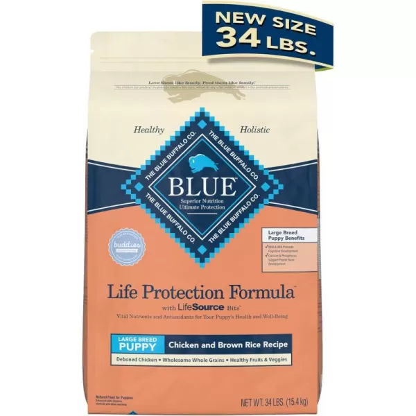 imageBlue Buffalo Life Protection Formula Natural Puppy Large Breed Dry Dog Food Chicken and Brown Rice 30lb34 Pound Pack of 1