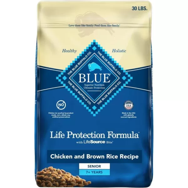 imageBlue Buffalo Life Protection Formula Natural Senior Dog Food Bundle Dry Dog Food and Wet Dog Food Chicken 30lb Dry Food  125oz cans 12ctDry Dog Food 30 Pound Pack of 1