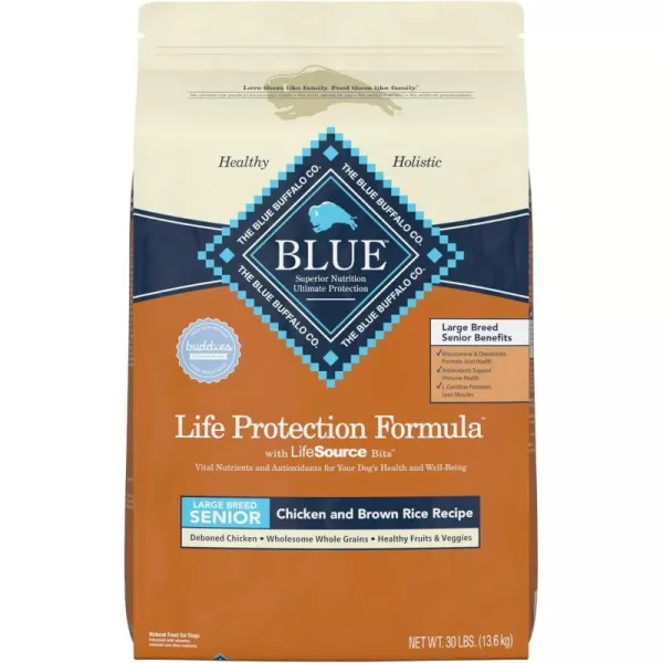 imageBlue Buffalo Life Protection Formula Natural Senior Large Breed Dry Dog Food Chicken and Brown Rice 30lb30 Pound Pack of 1