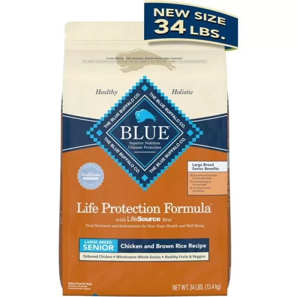 imageBlue Buffalo Life Protection Formula Natural Senior Large Breed Dry Dog Food Chicken and Brown Rice 30lb34 Pound Pack of 1