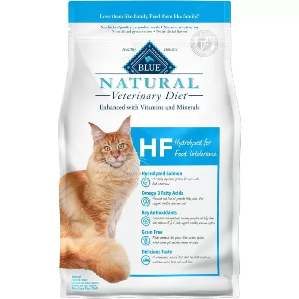 imageBlue Buffalo Natural Veterinary Diet HF Hydrolyzed for Food Intolerance Dry Cat Food Salmon 7lb bagSalmon 7 Pound Pack of 1