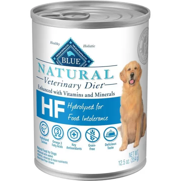 imageBlue Buffalo Natural Veterinary Diet HF Hydrolyzed for Food Intolerance Dry Dog Food Salmon 22lb bagWet Dog Food 125 Ounce Pack of 12