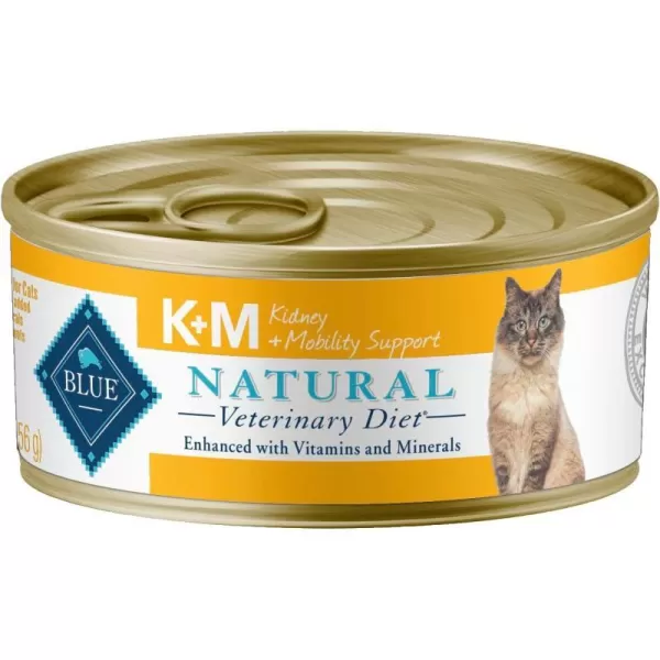 imageBlue Buffalo Natural Veterinary Diet KM Kidney  Mobility Support Dry Cat Food Chicken 7lb bagWet Cat Food 55 Ounce Pack of 24