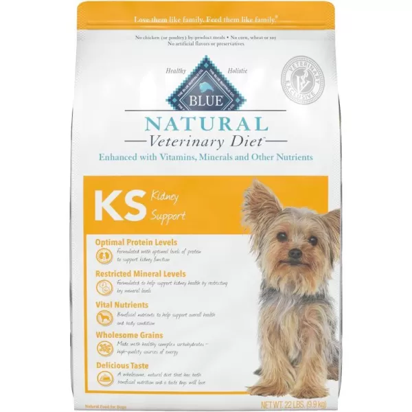 imageBlue Buffalo Natural Veterinary Diet KS Kidney Support Wet Dog Food Chicken 125oz cans Pack of 12Dry Dog Food 22 Pound Pack of 1