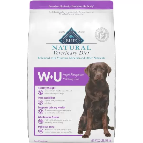 imageBlue Buffalo Natural Veterinary Diet WU Weight Management  Urinary Care Dry Dog Food Chicken 22lb bagDry Dog Food 22 Pound Pack of 1
