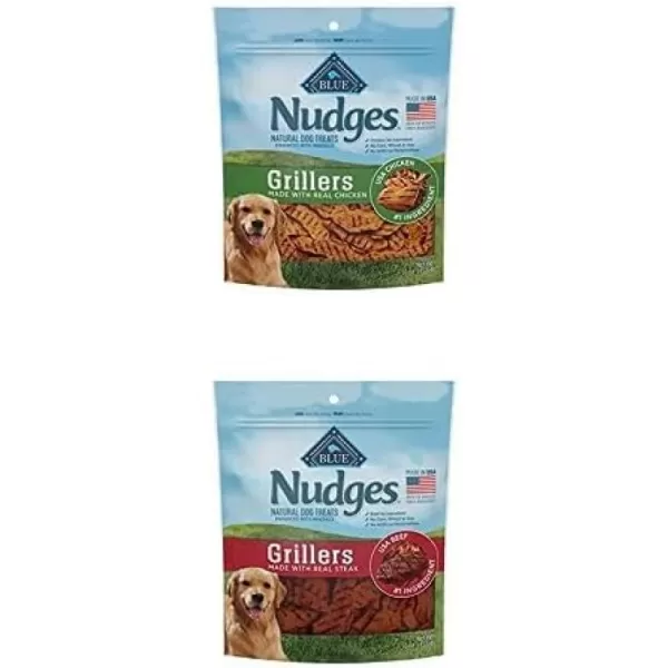 imageBlue Buffalo Nudges Grillers Natural Dog Treats Steak 36oz BagSteak  Chicken 16 Ounce Pack of 2