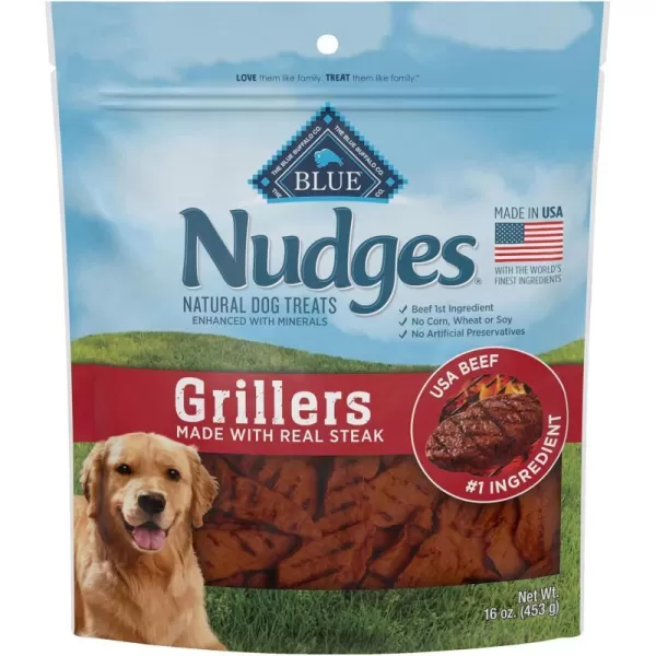 imageBlue Buffalo Nudges Grillers Natural Dog Treats Steak 36oz BagSteak 1 Pound Pack of 1