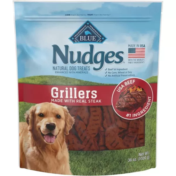 imageBlue Buffalo Nudges Grillers Natural Dog Treats Steak 36oz BagSteak 225 Pound Pack of 1