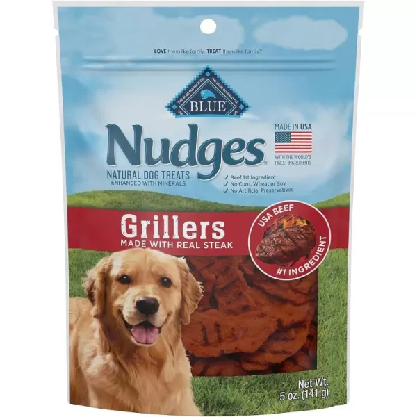imageBlue Buffalo Nudges Grillers Natural Dog Treats Steak 36oz BagSteak 5 Ounce Pack of 1