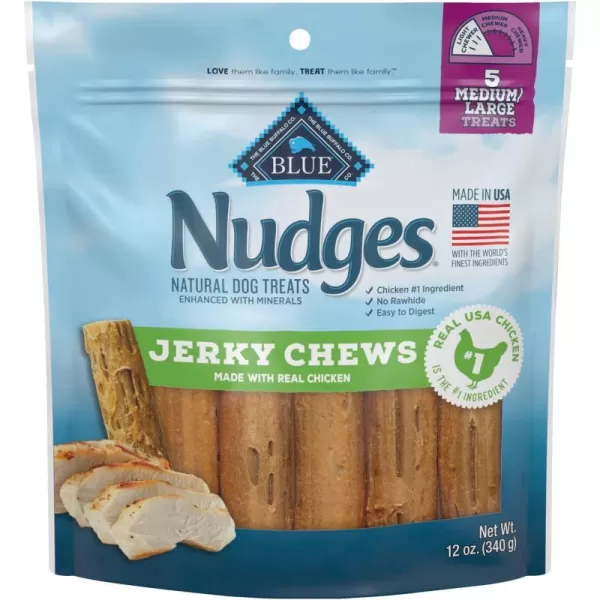 imageBlue Buffalo Nudges Jerky Chews Natural Dog Treats Small Breed Beef 10oz Bag 10 CountChicken 12 Ounce Pack of 1