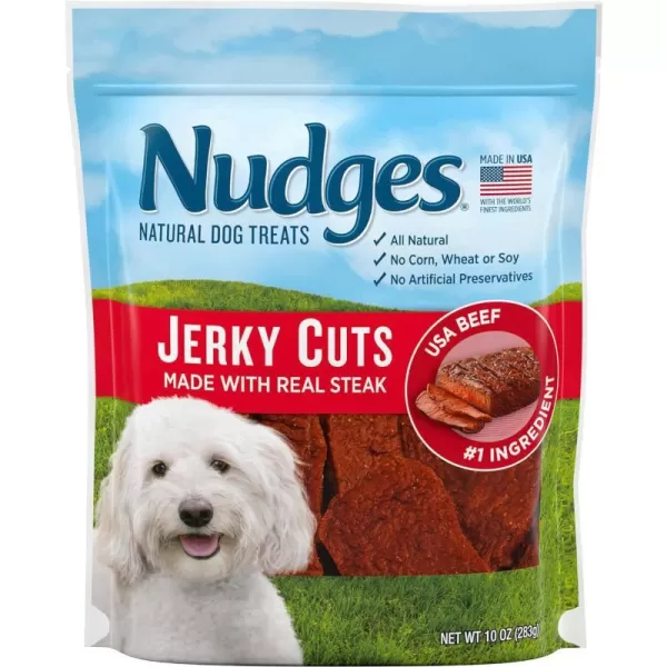 imageBlue Buffalo Nudges Jerky Chews Natural Dog Treats Small Breed Beef 10oz Bag 10 CountSteak 10 Ounce Pack of 1