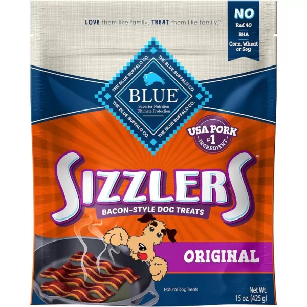 imageBlue Buffalo Sizzlers Natural BaconStyle SoftMoist Dog Treats Original Pork 6oz BagBacon 15 Ounce Pack of 1