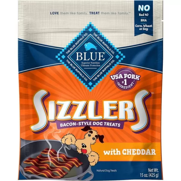 imageBlue Buffalo Sizzlers Natural BaconStyle SoftMoist Dog Treats Original Pork 6oz BagCheddar Pork 15 Ounce Pack of 1