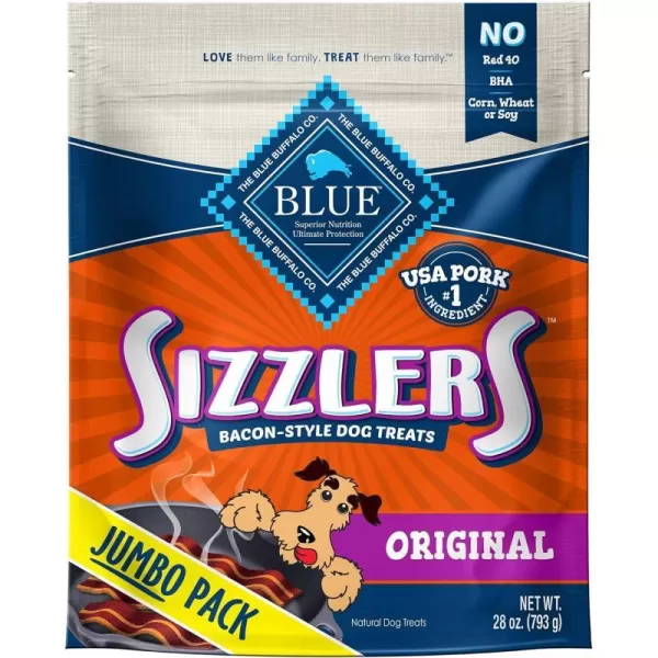 imageBlue Buffalo Sizzlers Natural BaconStyle SoftMoist Dog Treats Original Pork 6oz BagPork 28 Ounce Pack of 1