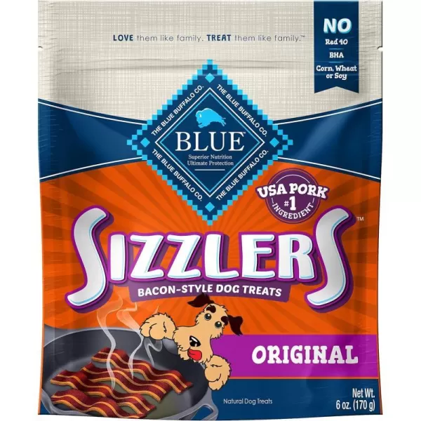 imageBlue Buffalo Sizzlers Natural BaconStyle SoftMoist Dog Treats Original Pork 6oz BagPork 6 Ounce Pack of 1