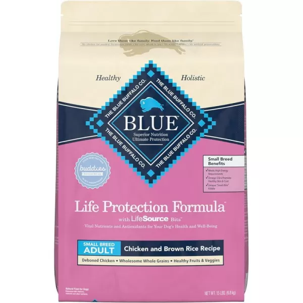 imageBlue Buffalo Small Breed Dog Food Life Protection Formula Natural Chicken amp Brown Rice Flavor Adult Dry Dog Food 15 lb BagChicken amp Brown Rice 15 Pound Pack of 1
